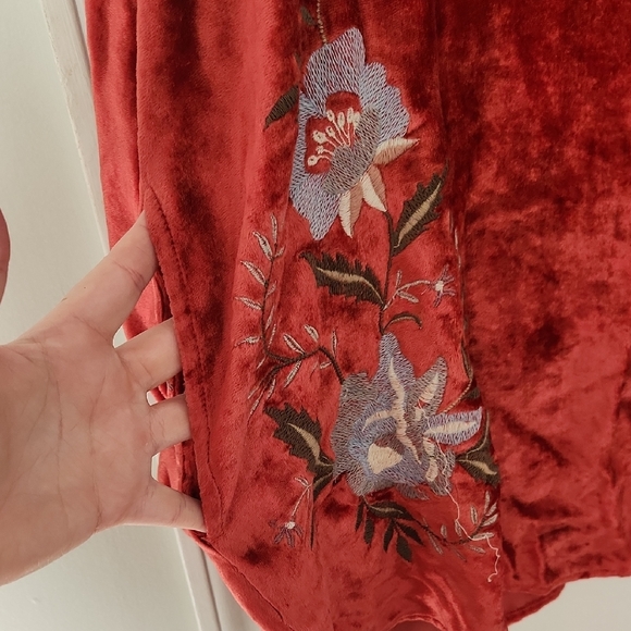 Free People Rich Red Velvet Tunic - Picture 3 of 3